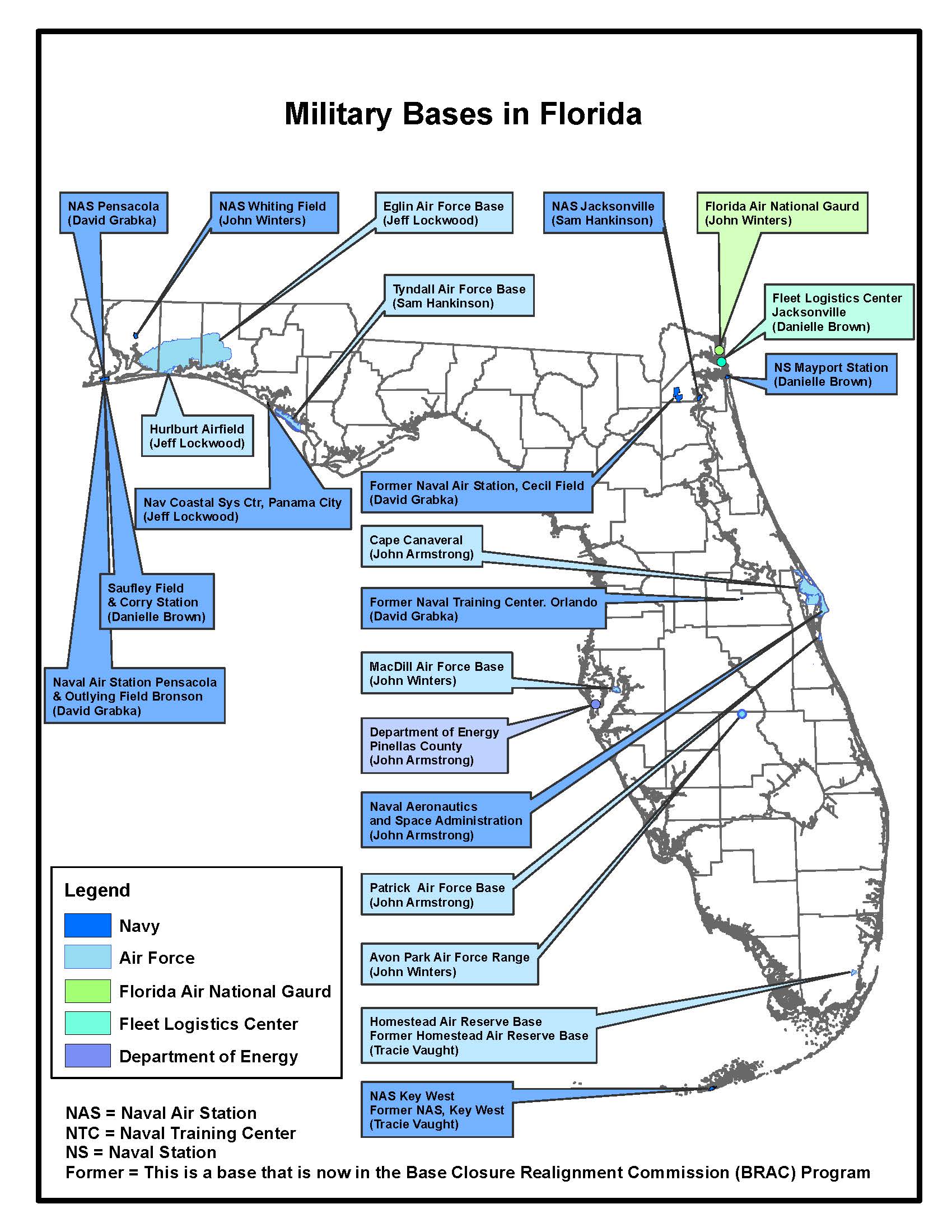 In House Graphics Map Military Bases In Florida Florida Department Of